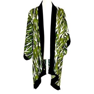 Very Vollbracht Boho Bamboo Leaved Light-Weight Wearable Art Kimono Size 1X
